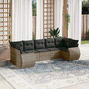 7-piece Lounge Set with Cushions poly rattan grey