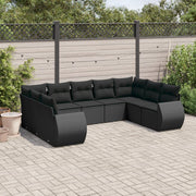 Loungeset 9-delig poly rattan zwart