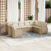 Loungeset 9-delig poly rattan beige