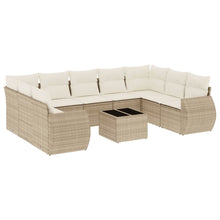 10-Delige Loungeset Met Kussens Poly Rattan Beige