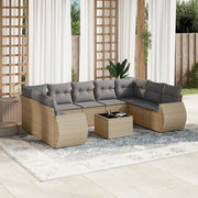 Loungeset 10-delig poly rattan beige