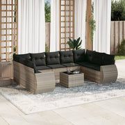Loungeset 10-delig poly rattan lichtgrijs