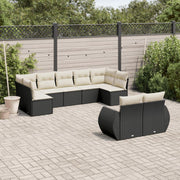 Loungeset 9-delig poly rattan zwart
