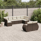 9-piece Lounge Set with Cushions Poly Rattan Brown