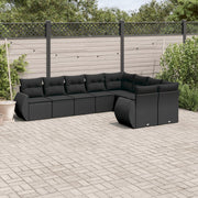 Loungeset 9-delig poly rattan zwart