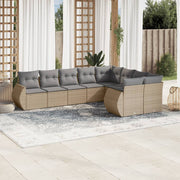 Loungeset 9-delig poly rattan beige