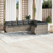 Loungeset 9-delig poly rattan lichtgrijs