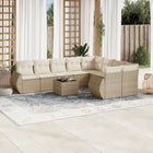 10-Delige Loungeset Met Kussens Poly Rattan Beige