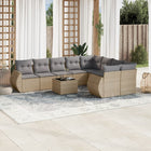 10-Delige Loungeset Met Kussens Poly Rattan Beige