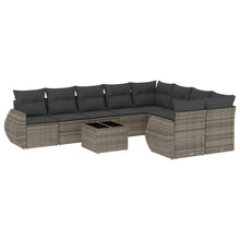 10-Delige Loungeset Met Kussens Poly Rattan Grijs