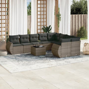 10-piece Lounge Set with Cushions Poly Rattan Grey