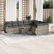 Loungeset 10-delig poly rattan lichtgrijs