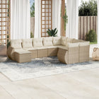 10-Delige Loungeset Met Kussens Poly Rattan Beige