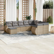 Loungeset 10-delig poly rattan beige
