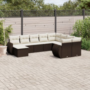 Loungeset 10-delig poly rattan bruin