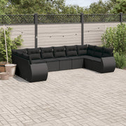 Loungeset 10-delig poly rattan zwart