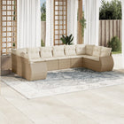 10-Delige Loungeset Met Kussens Poly Rattan Beige