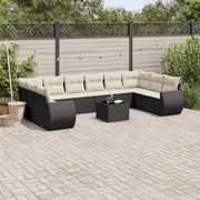 Loungeset 11-delig poly rattan zwart