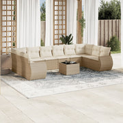 Tuinset poly rattan 11-delig beige met kussens