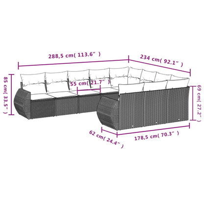 10-Delige Loungeset Met Kussens Poly Rattan Beige