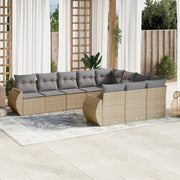 Loungeset 10-delig poly rattan beige