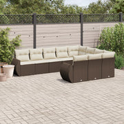 Loungeset poly rattan bruin 10-delig