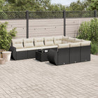 11-Delige Loungeset Met Kussens Poly Rattan Zwart