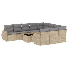 11-Delige Tuinset Met Kussens Poly Rattan Beige