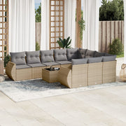 Tuinset 11-delig poly rattan beige