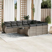 Loungeset 11-delig poly rattan grijs