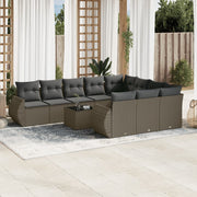 Loungeset 11-delig poly rattan lichtgrijs