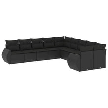 10-Delige Loungeset Met Kussens Poly Rattan Zwart