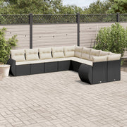 Loungeset poly rattan 10-delig zwart