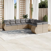 Loungeset 10-delig poly rattan beige