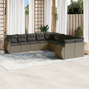 Loungeset 10-delig poly rattan lichtgrijs
