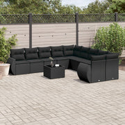 Loungeset 11-delig poly rattan zwart