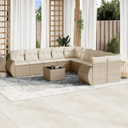 Tuinset 11-delig poly rattan beige met kussens