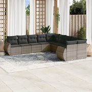 Loungeset 11-delig poly rattan grijs