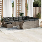 11-Delige Loungeset Met Kussens Poly Rattan Grijs