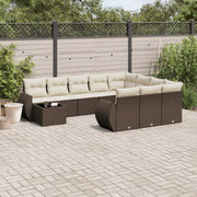 11-Piece Rattan Lounge Set with Cushions Brown