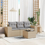 Loungeset 4-delig poly rattan beige