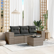 Loungeset 4-delig poly rattan grijs
