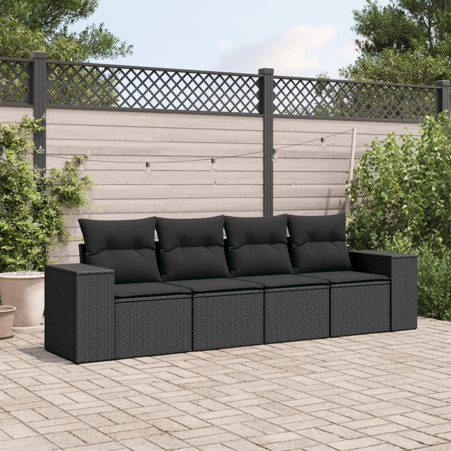 4-Delige Loungeset Met Kussens Poly Rattan Zwart