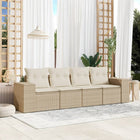 4-Delige Loungeset Met Kussens Poly Rattan Beige