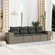 Loungeset 4-delig poly rattan grijs