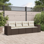 4-piece Loungeset with cushions poly rattan brown