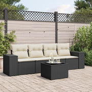 Loungeset 5-delig poly rattan zwart