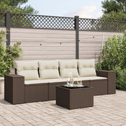 Loungeset poly rattan bruin 5-delig