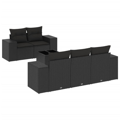 6-Delige Loungeset Met Kussens Poly Rattan Zwart