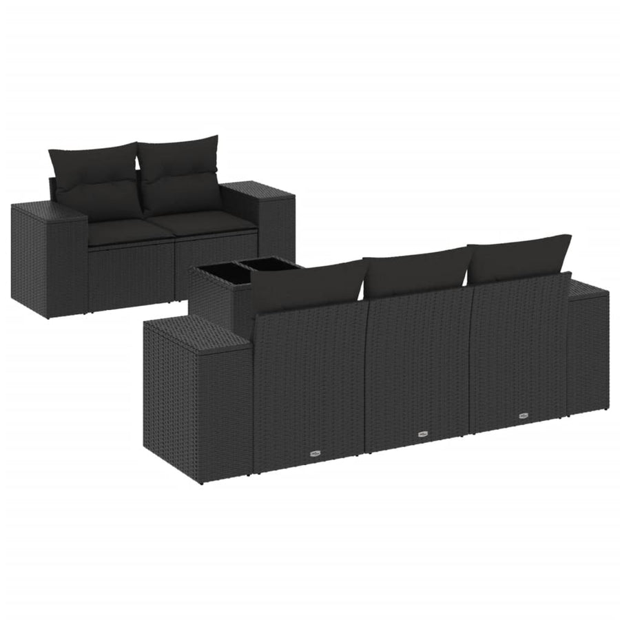 6-Delige Loungeset Met Kussens Poly Rattan Zwart